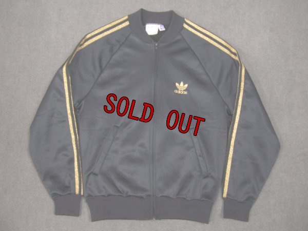 画像1: 80's adidas USA製 黒x金ラメ ジャージ