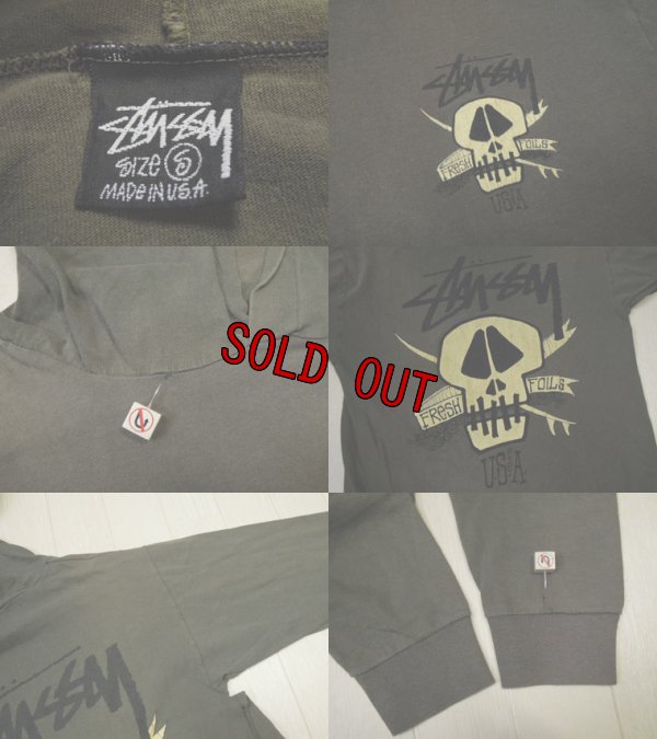 画像3: 80's stussy 長袖フードTシャツ／黒タグUSA製／S