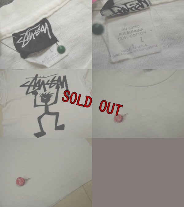 画像3: 80's stussy Tシャツ／初期刺繍黒タグ-USA製／L