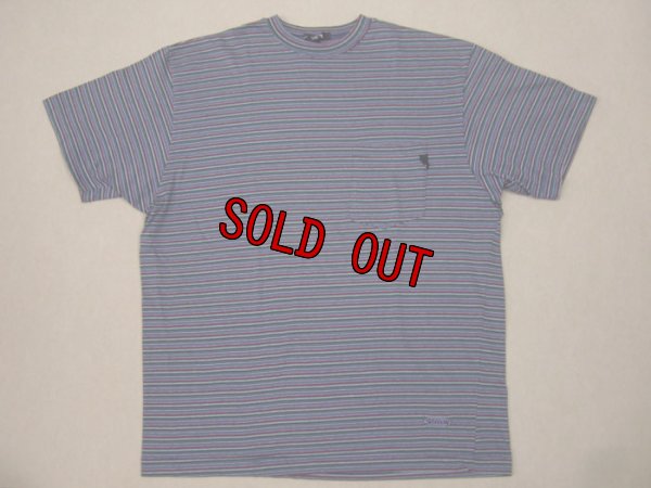 画像1: 80's 黒タグstussyボーダーポケット付き半袖Tシャツ
