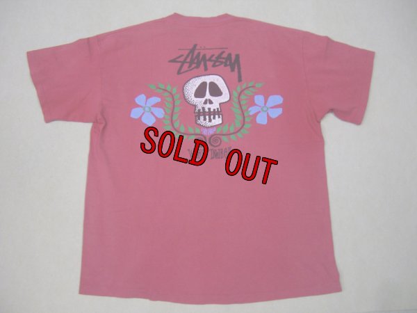 画像1: 80's黒タグ stussy スカルフラワー Tシャツ