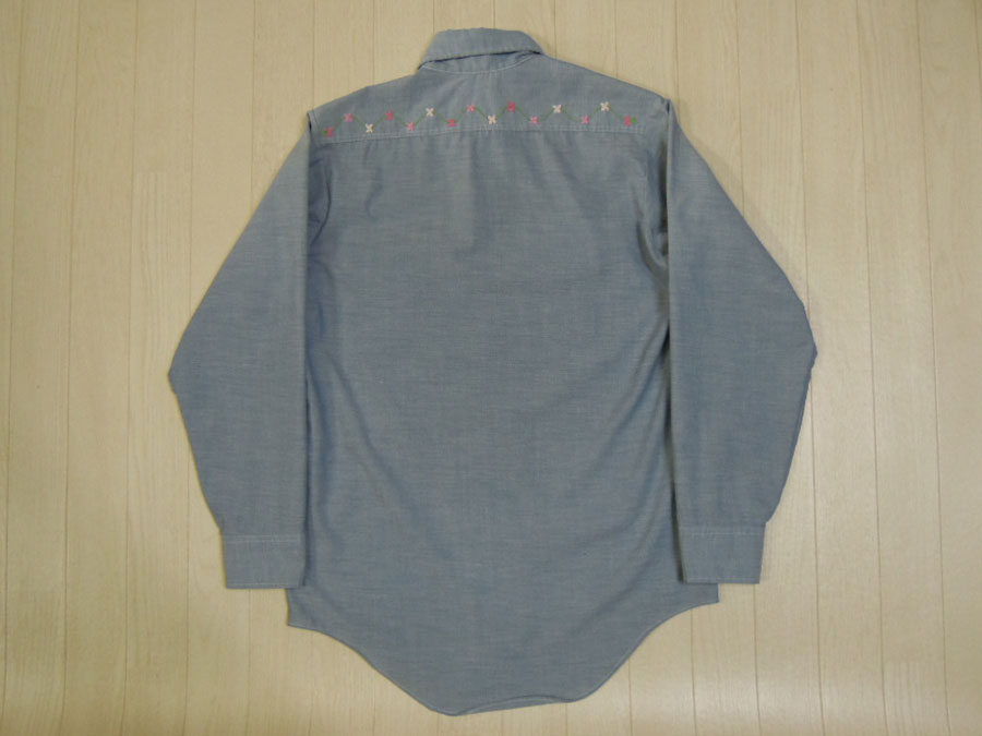 画像2: 70's BIGMAC 刺繍シャンブレーシャツ／S (2)