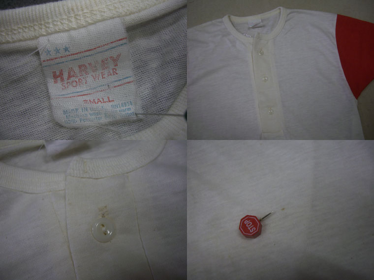 画像3: 80's HARVEY ヘンリーネック Tシャツ／DEADの1ウォッシュ／S (3)