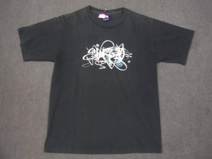 画像1: 90's〜stussy 半袖Tシャツ／紺タグ-USA製／M (1)